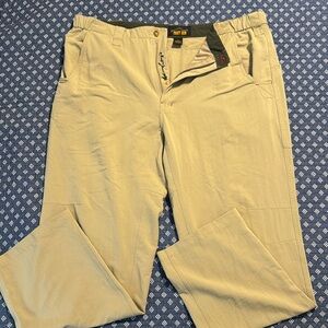Orvis‎ Pants Mens XL Trout Bum Dri-Fit Tan Khakis Flat Front Straight Leg